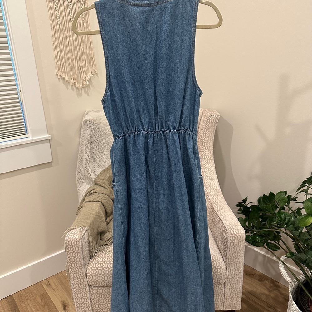 Vintage Studio Ease Denim Button Front Midi Dress Size 8 - Picture 2 of 5